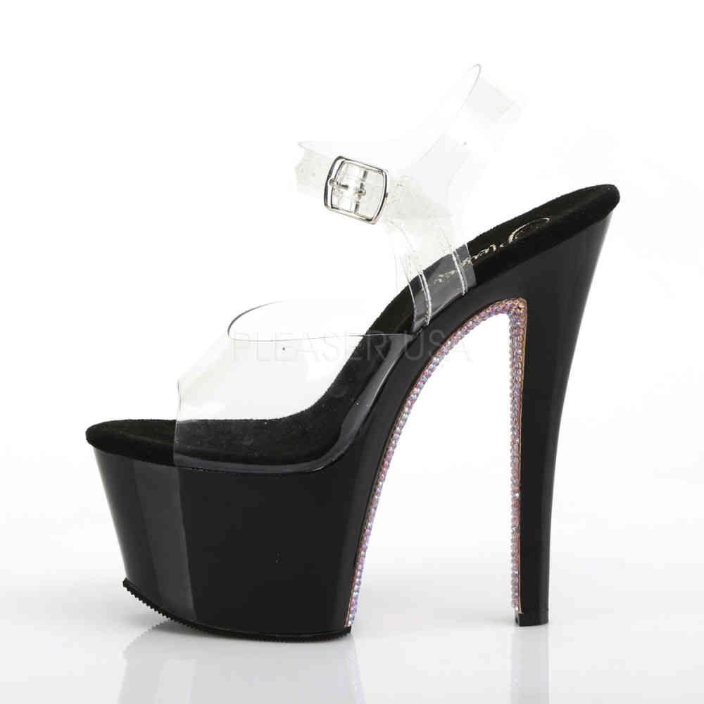 Pleaser - SKY308CRS Sandale à bride à la cheville, Pole dance chaussures - Chaussures de pole dance - Noir/Rose Product image